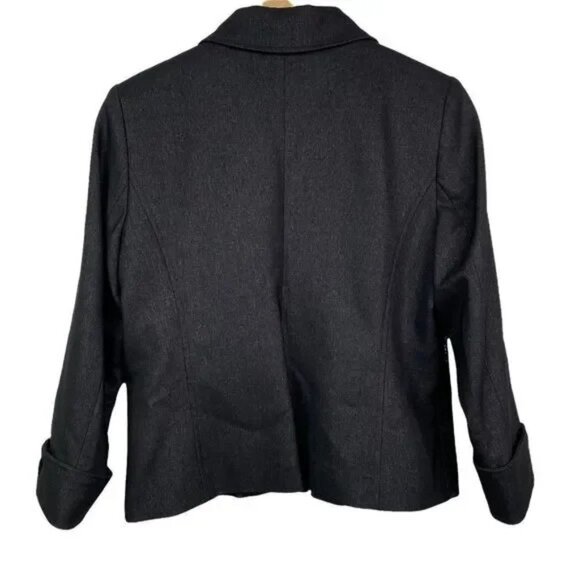 CALVIN KLEIN WOMEN'S BLACK METALLIC ZIP FRONT STRETCH JACKET 12P-EUC - Picture 3 of 5